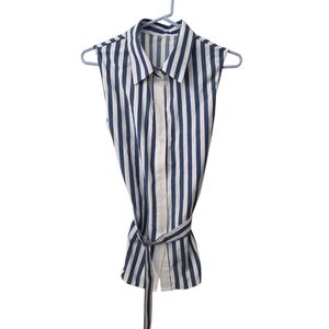 SHEIN Blue and White Striped Button Down Shirt
